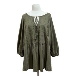 Jane and Delancey Olive Green Embroidered Tunic NWT Size 1X